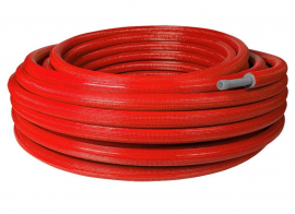 STOUT PE-Xa/EVOH 16х2,2 (бухта 100м) серая в теплоизоляции (красная) Труба из сшитого полиэтилена с кислородным слоем, универсальная
