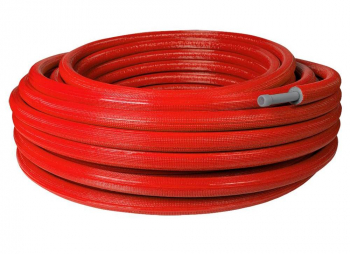 STOUT PE-Xa/EVOH 16х2,2 (бухта 100м) серая в теплоизоляции (красная) Труба из сшитого полиэтилена с кислородным слоем, универсальная