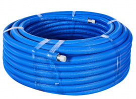 STOUT PE-Xa/EVOH 25х3,5 (бухта 50м) серая в теплоизоляции (синяя) Труба из сшитого полиэтилена с кислородным слоем, универсальная