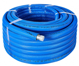 STOUT PE-Xa/EVOH 32х4,4 (бухта 50м) серая в теплоизоляции (синяя) Труба из сшитого полиэтилена с кислородным слоем, универсальная