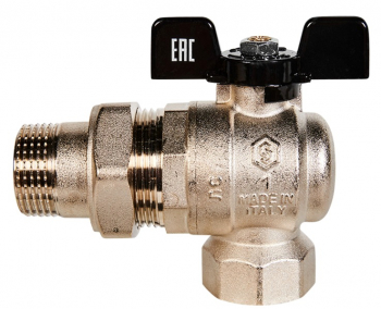 STOUT Кран шаровой полнопроходной угловой с накидной гайкой (американка) 1