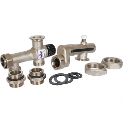 STOUT SDG-0120-005010 Насосно-смесительный узел с термостатическим клапаном 20-55°C и жидкокристаллическим термометром, без насоса