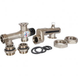 STOUT SDG-0120-005010 Насосно-смесительный узел с термостатическим клапаном 20-55°C и жидкокристаллическим термометром, без насоса