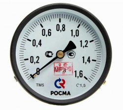 РОСМА ТМ-510Т.00(0-1,6MPa)G1/2.1,5 Манометр осевой (аксиальный) 0-1,6МПа, корпус 100мм, 1/2